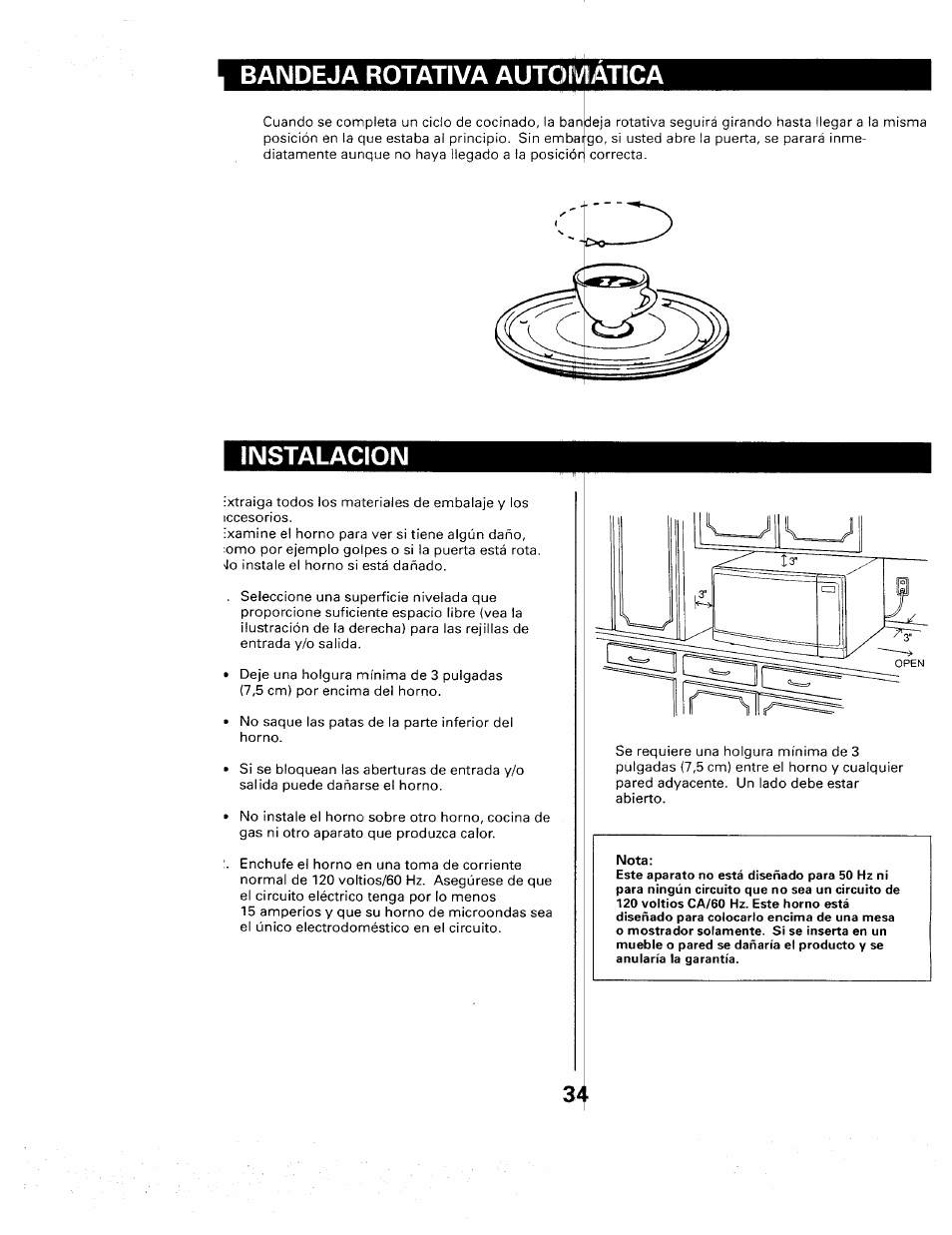 Bandeja rotativa automatica, Instalacion, Bandeja rotativa automática instalación | Sears 565. 66480 User Manual | Page 36 / 44