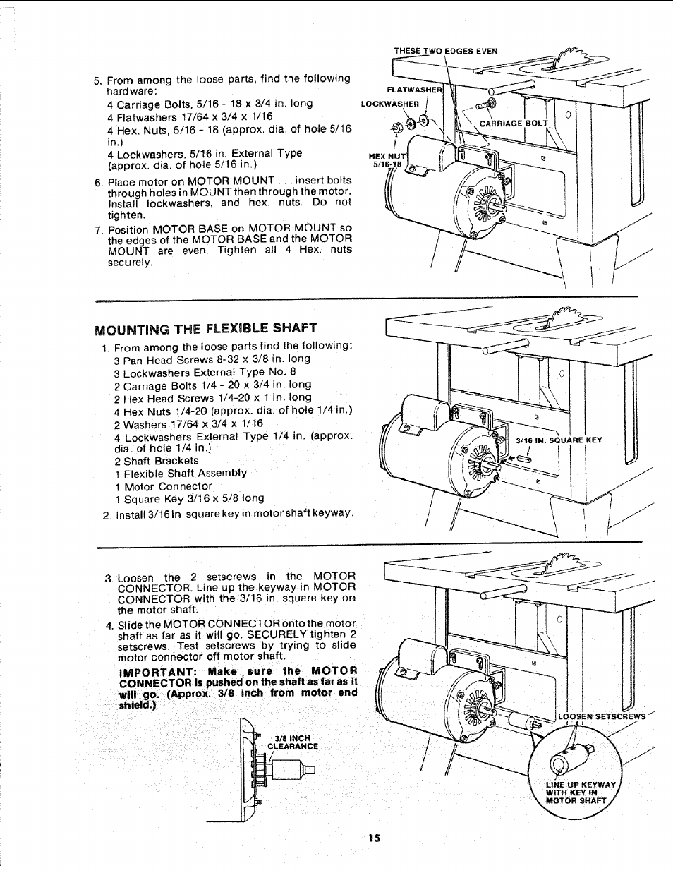 Mounting the flexible shaft, Mounting the flexible, Shaft | Sears 113.241591 User Manual | Page 15 / 52