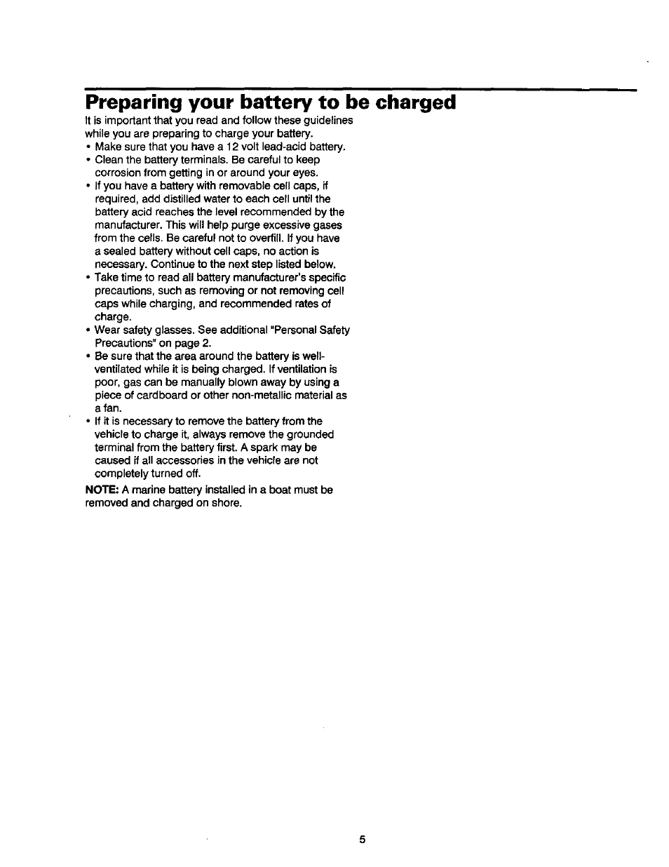 Preparing your battery to be charged | Sears 200.71212 User Manual | Page 6 / 12