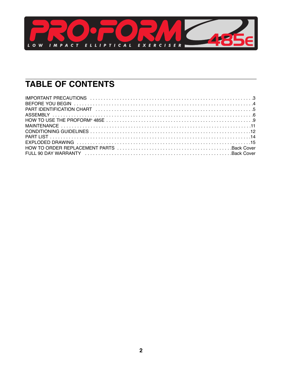 Sears 485E User Manual | Page 2 / 16