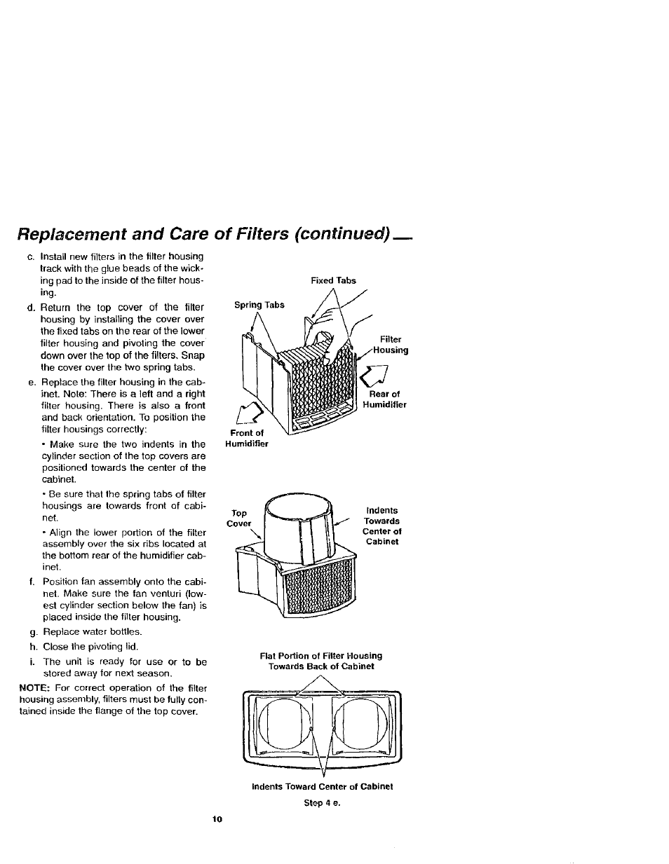 Replacement and care of filters (continued) | Sears KENMORE 758.144151 User Manual | Page 10 / 16