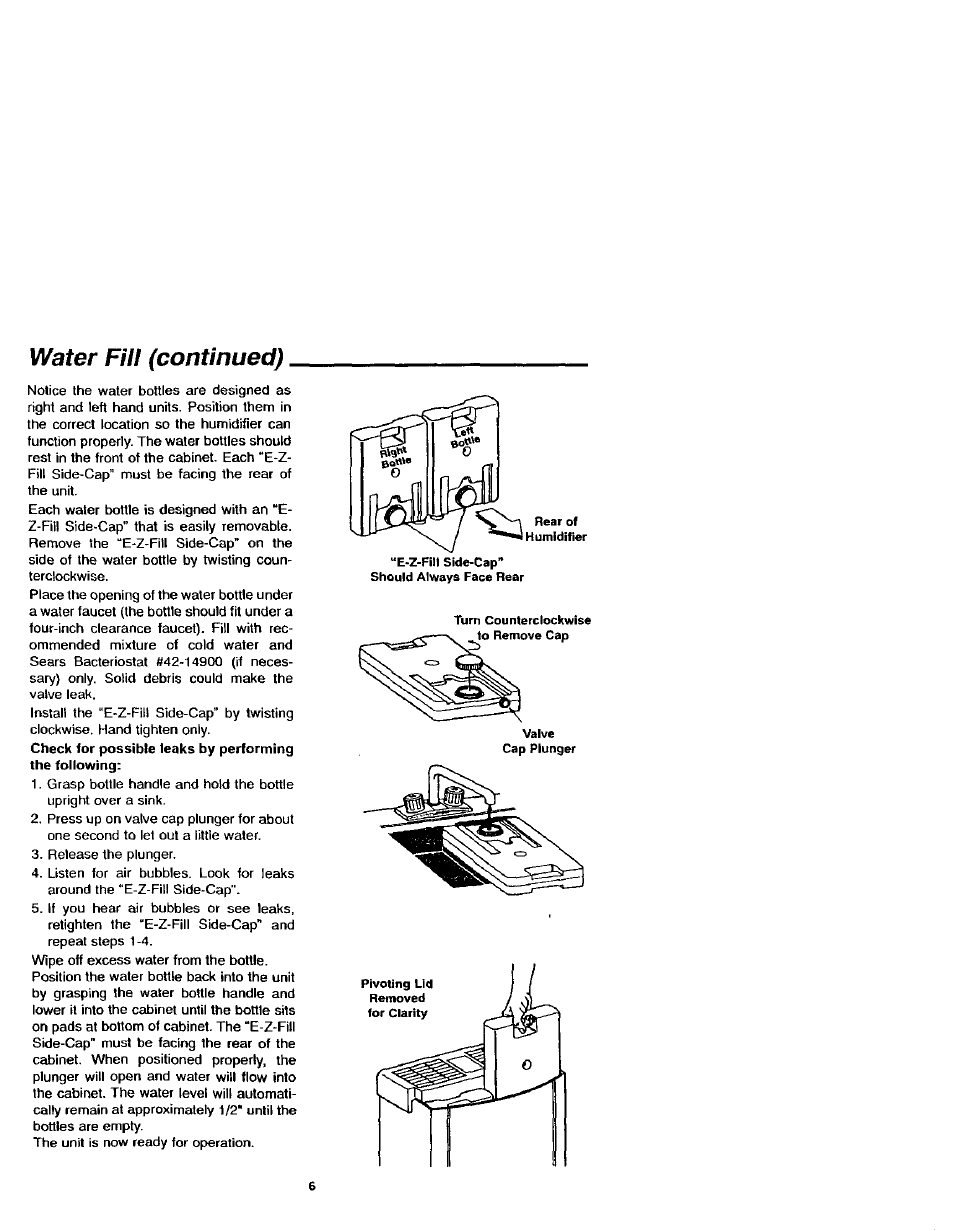 Water fill (continued) | Sears KENMORE 758.144151 User Manual | Page 6 / 16