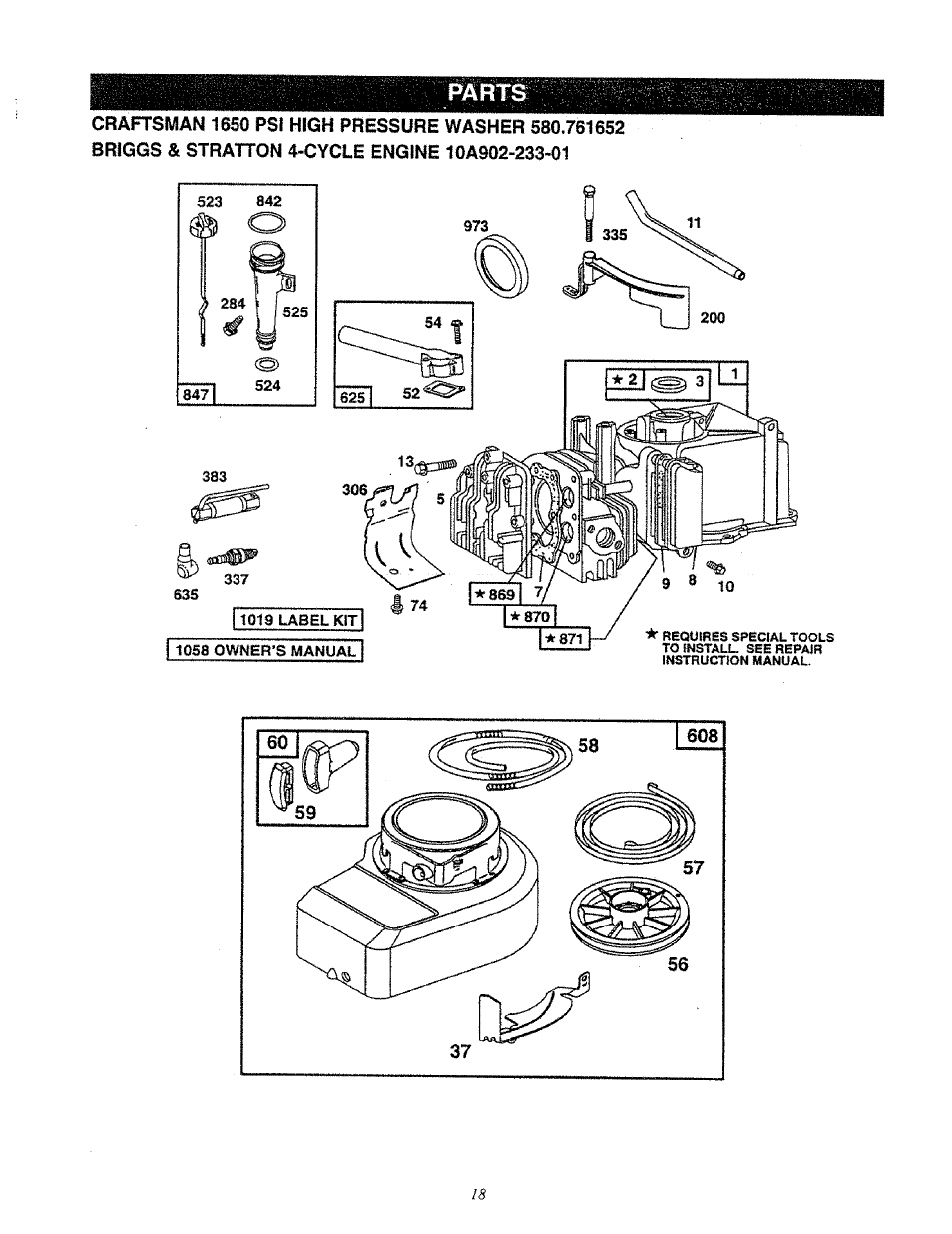 Parts | Sears 580.761652 User Manual | Page 18 / 24