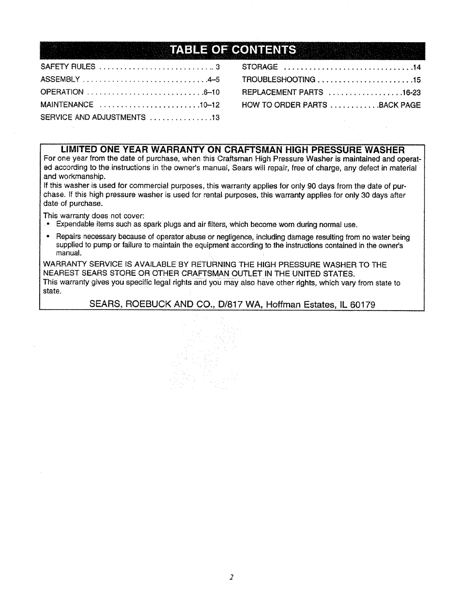 Sears 580.761652 User Manual | Page 2 / 24