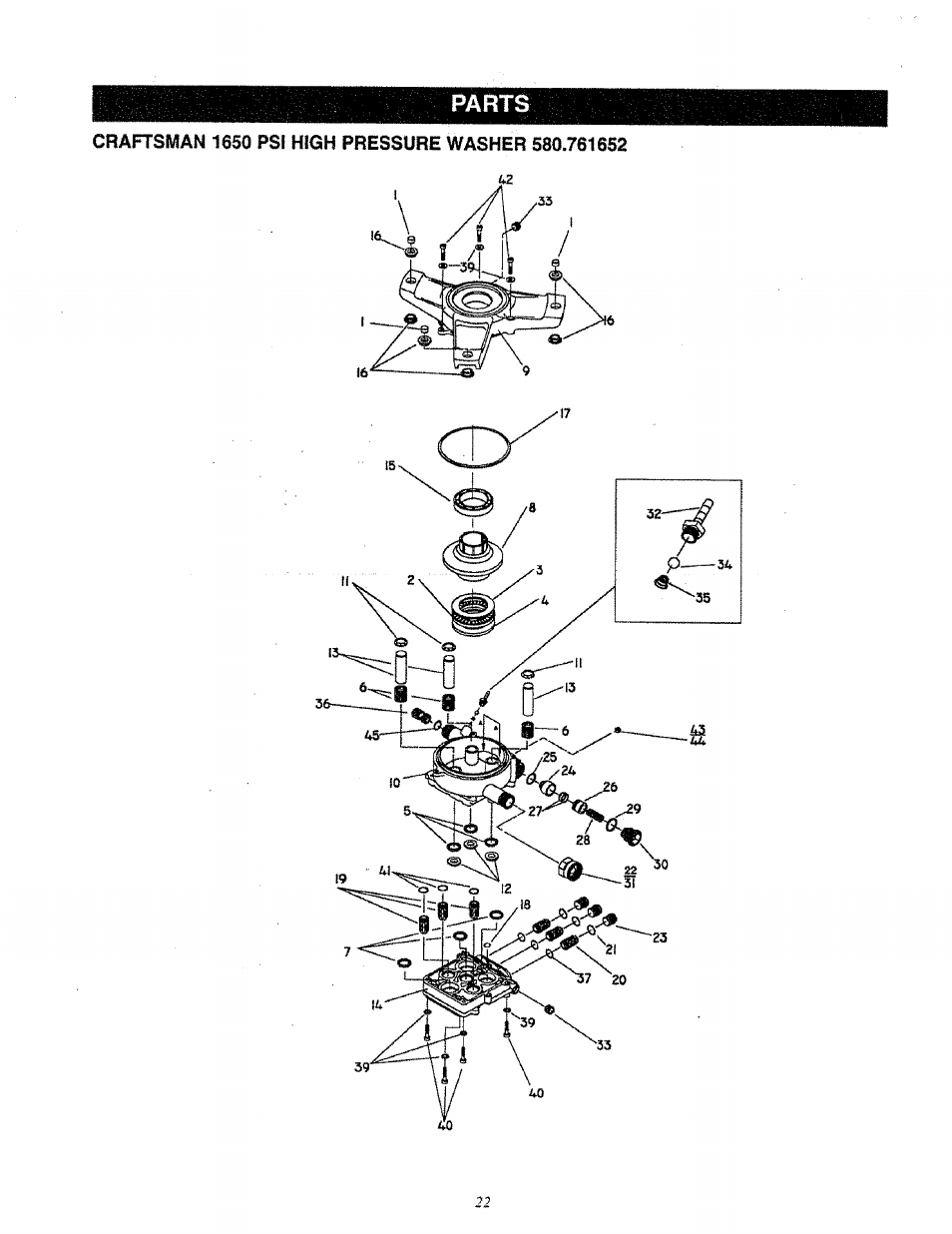 Parts | Sears 580.761652 User Manual | Page 22 / 24