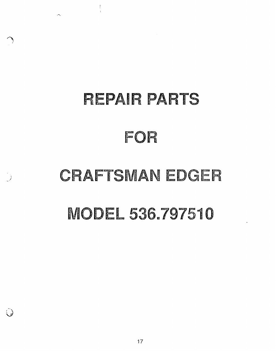 Edger, Repair parts for craftsman | Sears 536.79751 User Manual | Page 17 / 24