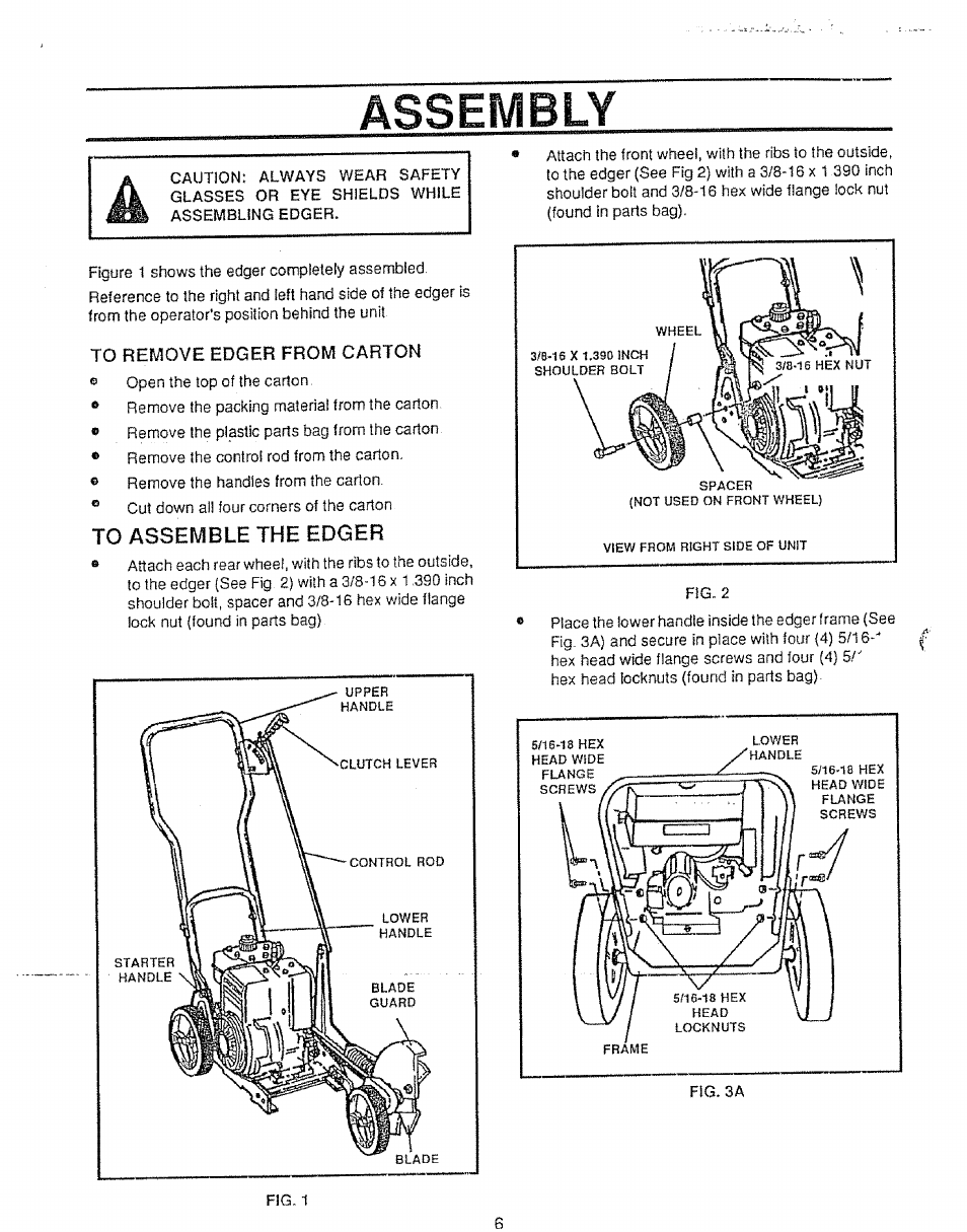 To assemble the edger | Sears 536.79751 User Manual | Page 6 / 24