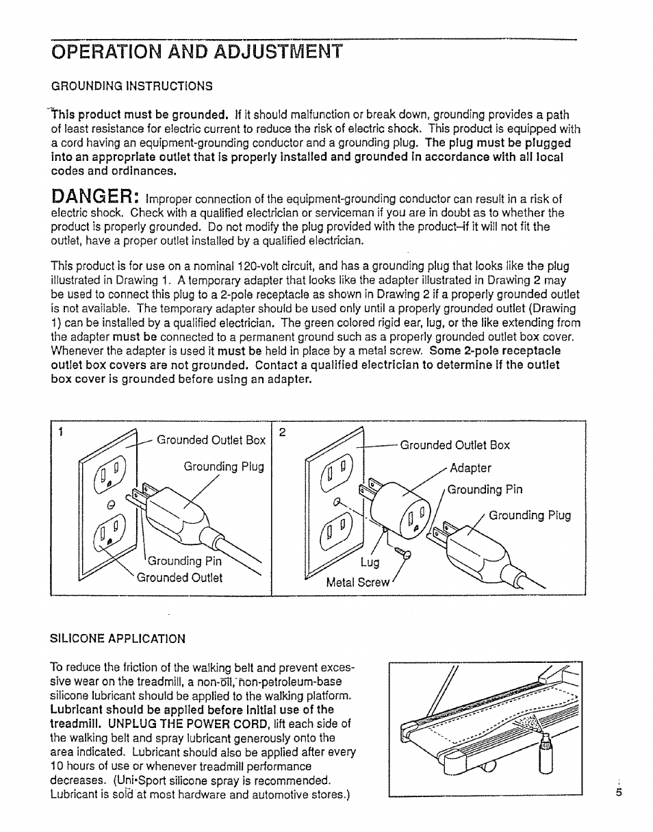 Operation änd adjustment, I©perat!on and adjustment, Danger | Sears Lifestyler 831.298&50 User Manual | Page 5 / 12