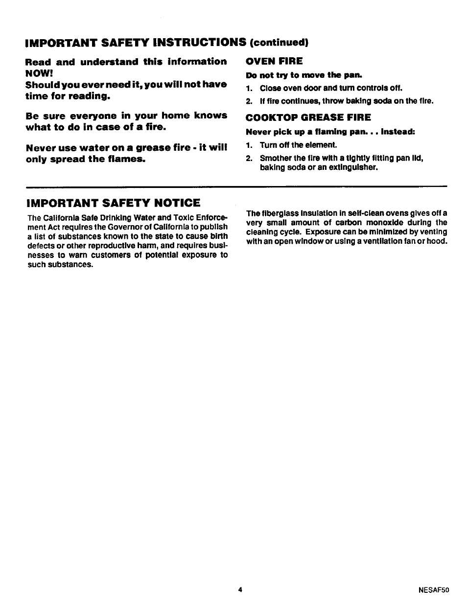 Important safety instructions (continued), Important safety notice | Sears KENMORE 46520 User Manual | Page 5 / 24