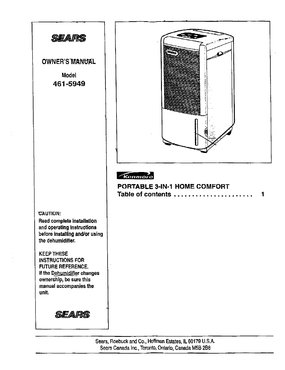 Sears 461-5949 User Manual | 17 pages