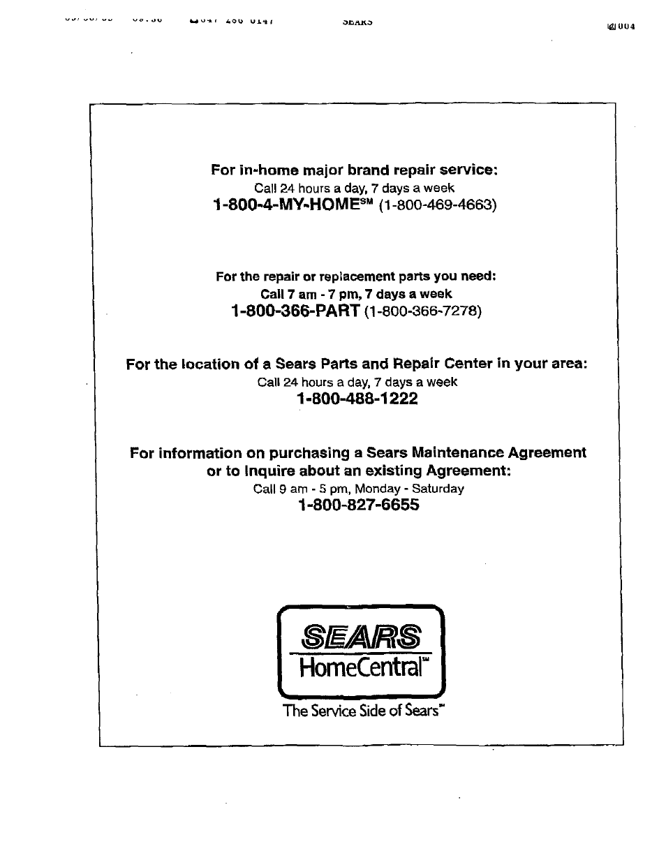Sears 461-5949 User Manual | Page 17 / 17