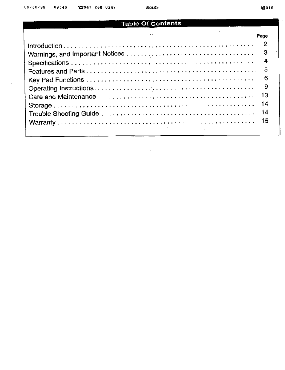 Sears 461-5949 User Manual | Page 2 / 17