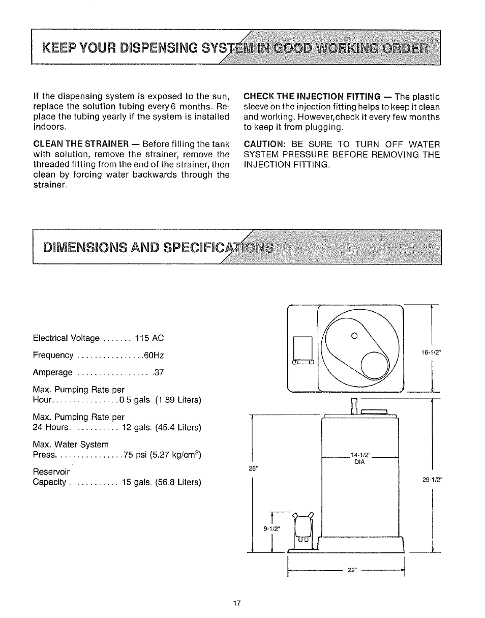 Keep your dispensing systilf^lm-gqod'woikingordeb | Sears 625.34929 User Manual | Page 17 / 20