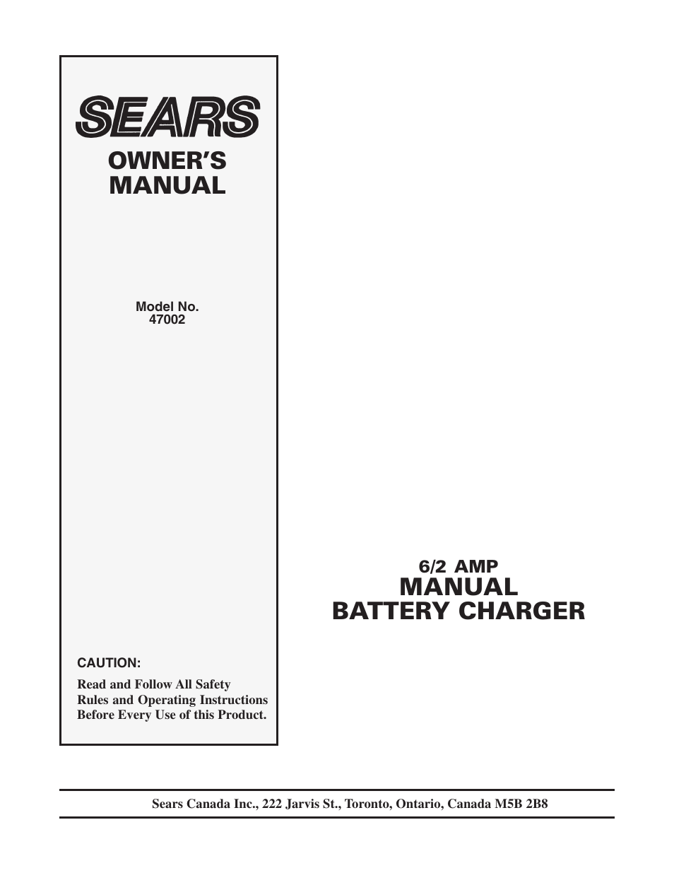 Sears 47002 User Manual | 12 pages