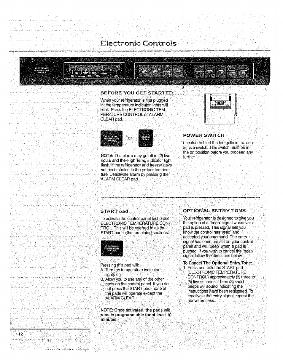 Èiectróriic controls | Sears 10062603 User Manual | Page 12 / 28