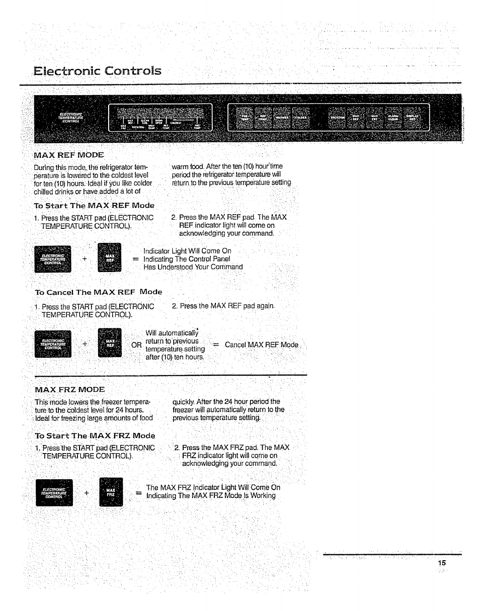 Electronic controls | Sears 10062603 User Manual | Page 15 / 28