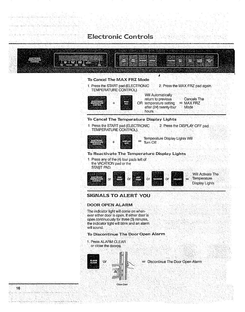 Eiectroriîc corrtrols | Sears 10062603 User Manual | Page 16 / 28