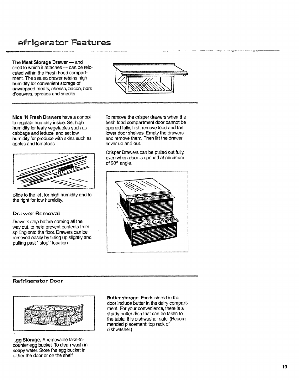Efrigerator features | Sears 10062603 User Manual | Page 19 / 28