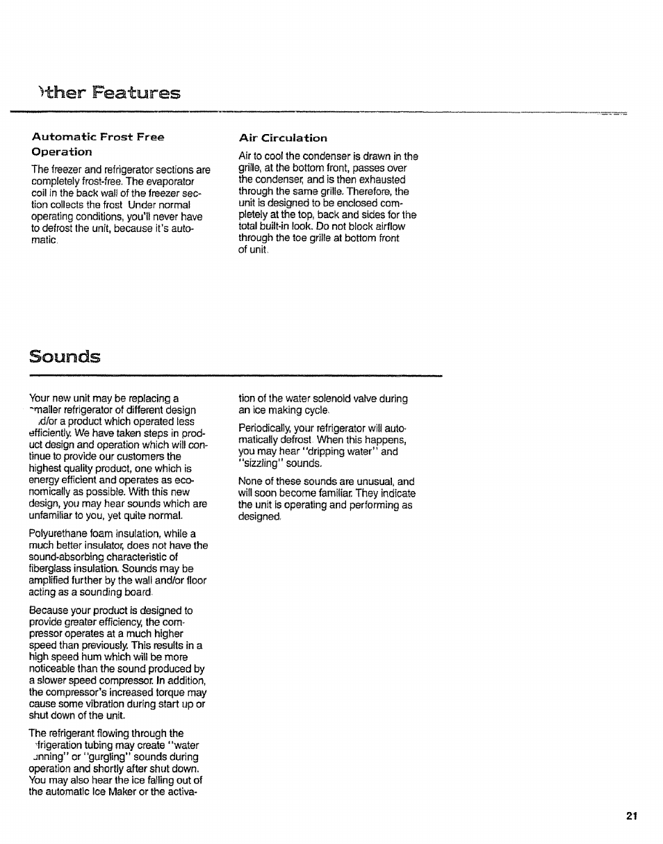Ther features, Sounds | Sears 10062603 User Manual | Page 21 / 28