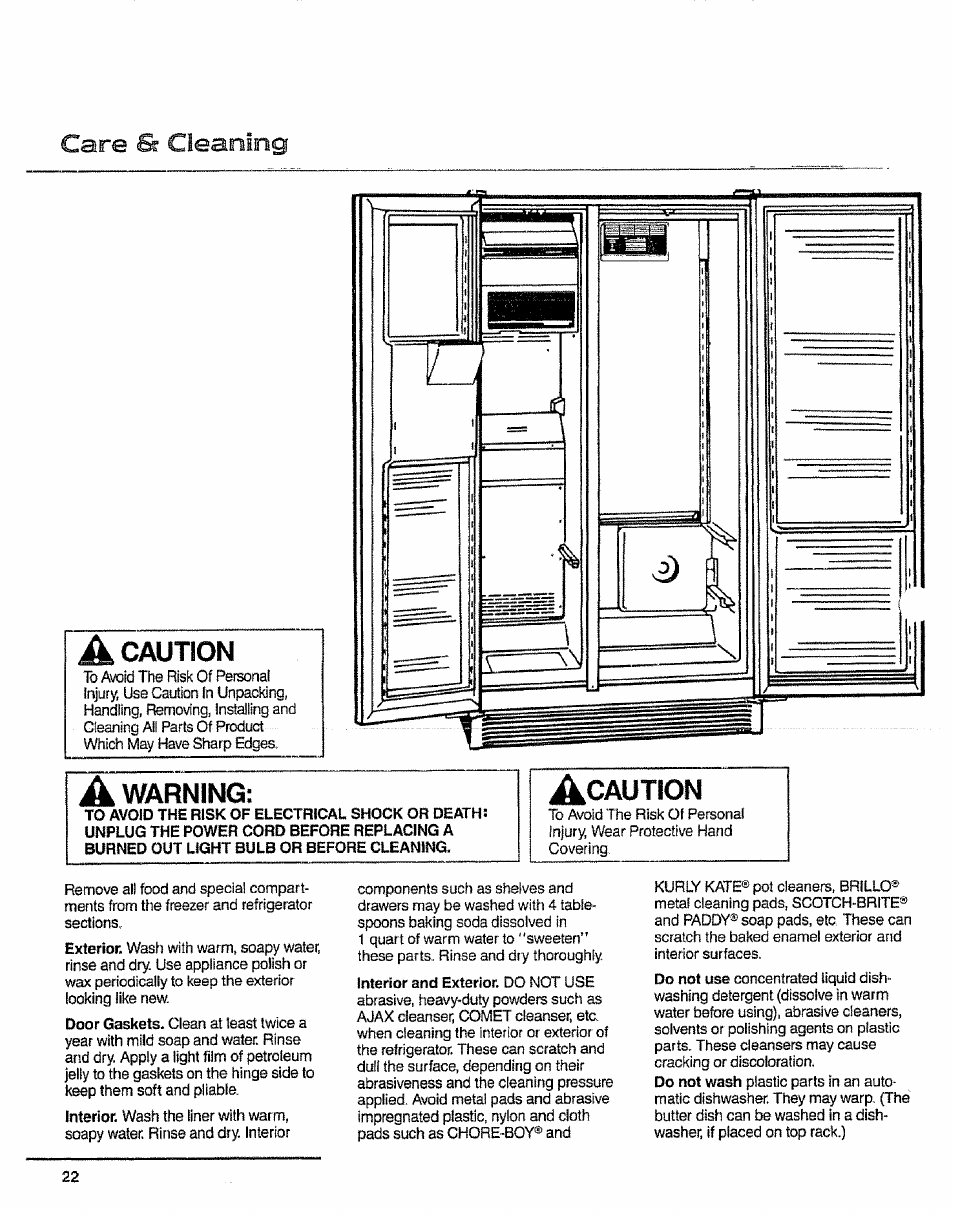 Саге & cleaning, A caution, Саге & cleaning a caution | Caution | Sears 10062603 User Manual | Page 22 / 28
