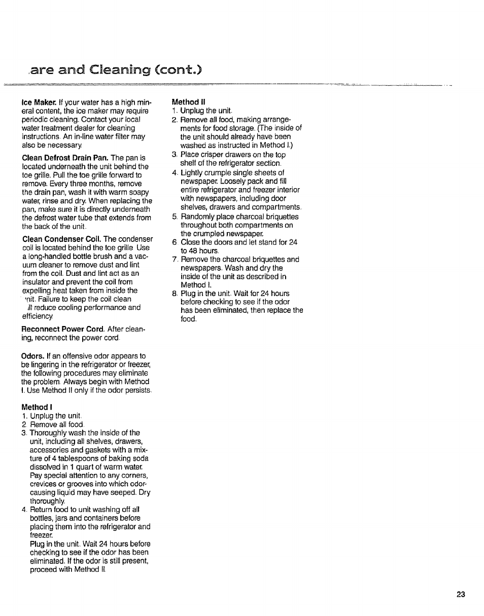 Are and cleaning (cont.) | Sears 10062603 User Manual | Page 23 / 28