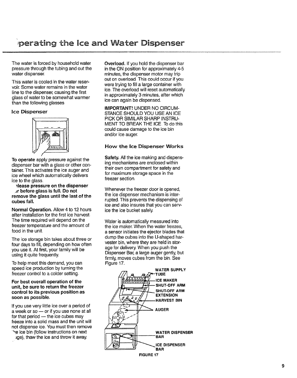Operating the ice and water dispenser | Sears 10062603 User Manual | Page 9 / 28