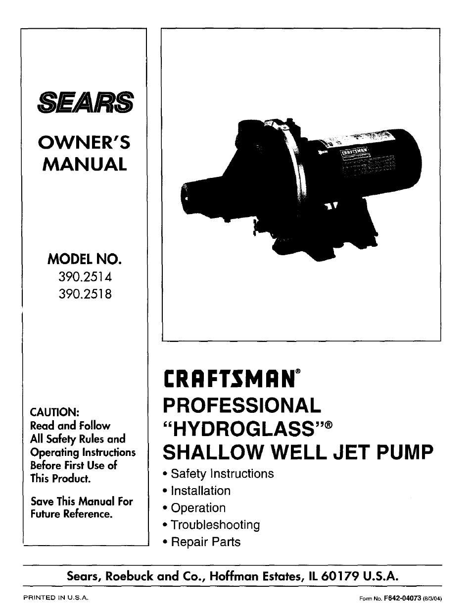 Sears 390.2518 User Manual | 16 pages