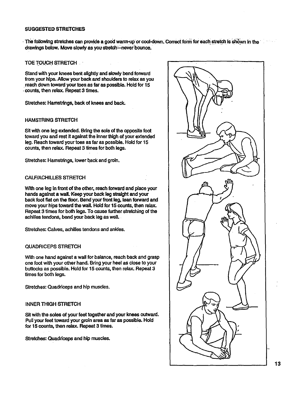 Toe touch stretch | Sears 831 297241 User Manual | Page 13 / 16