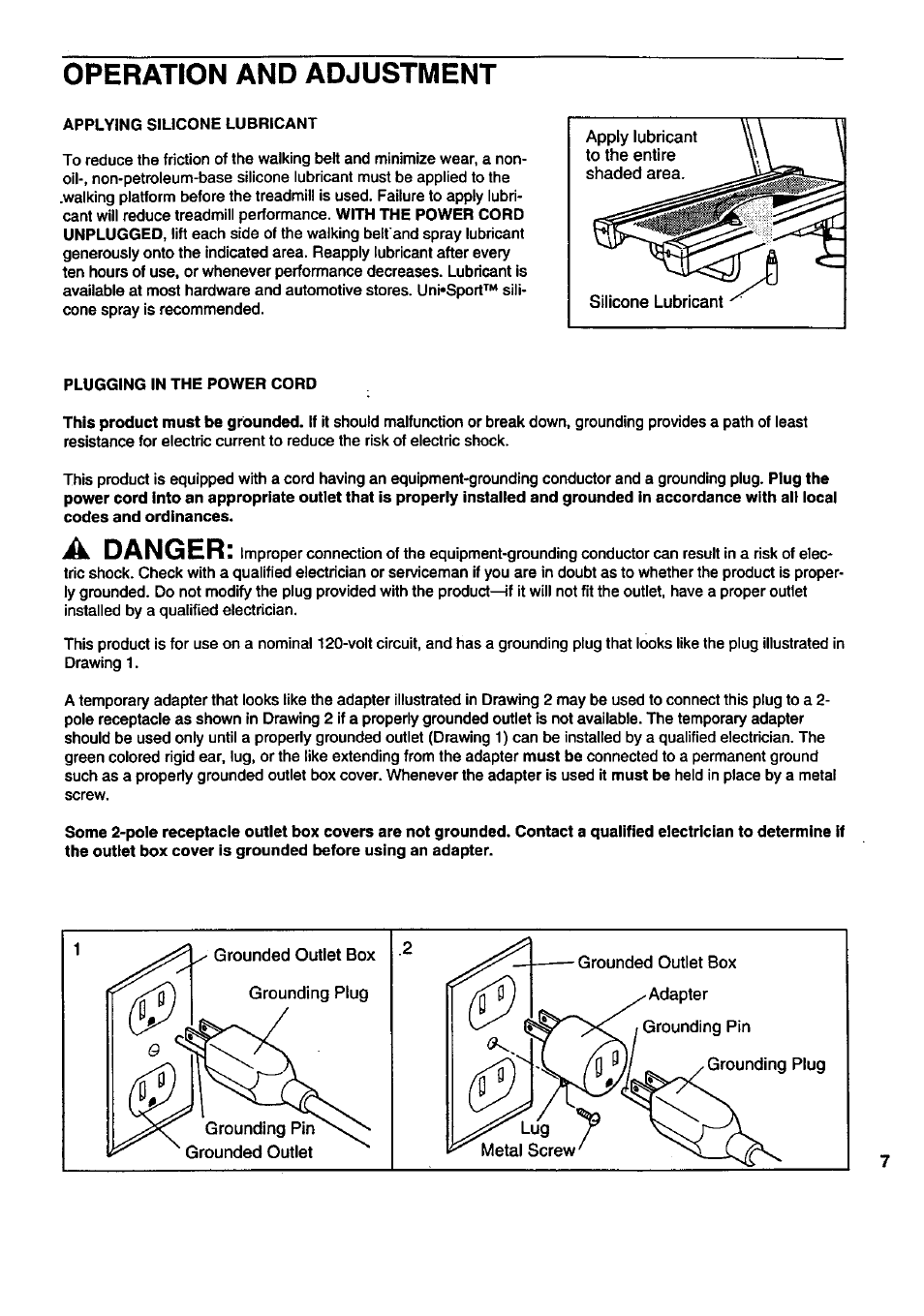 Operation and adjustment, A danger | Sears 831 297241 User Manual | Page 7 / 16