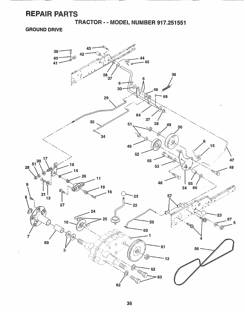 Repair parts | Sears 917.251551 User Manual | Page 36 / 60