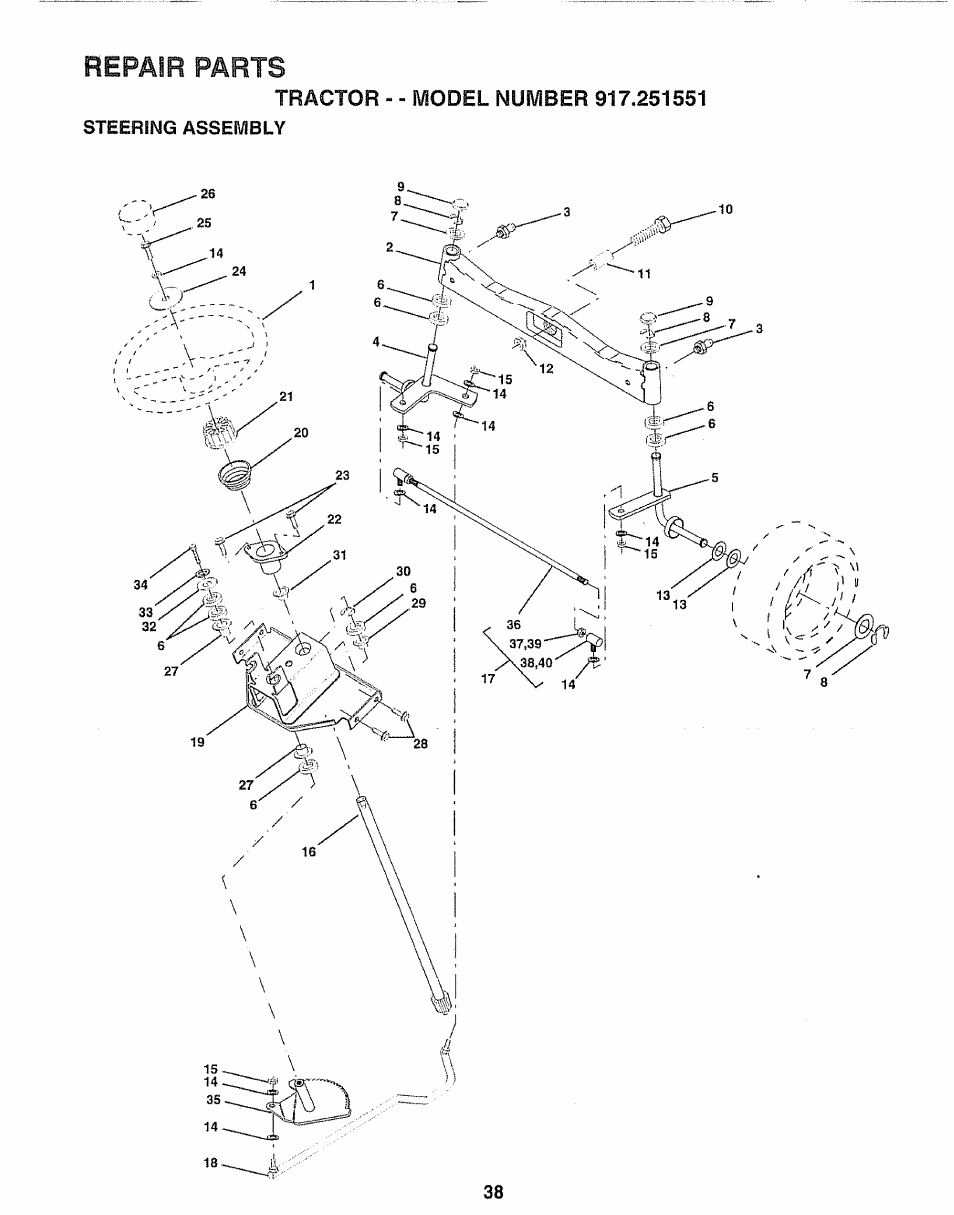 Repair parts | Sears 917.251551 User Manual | Page 38 / 60