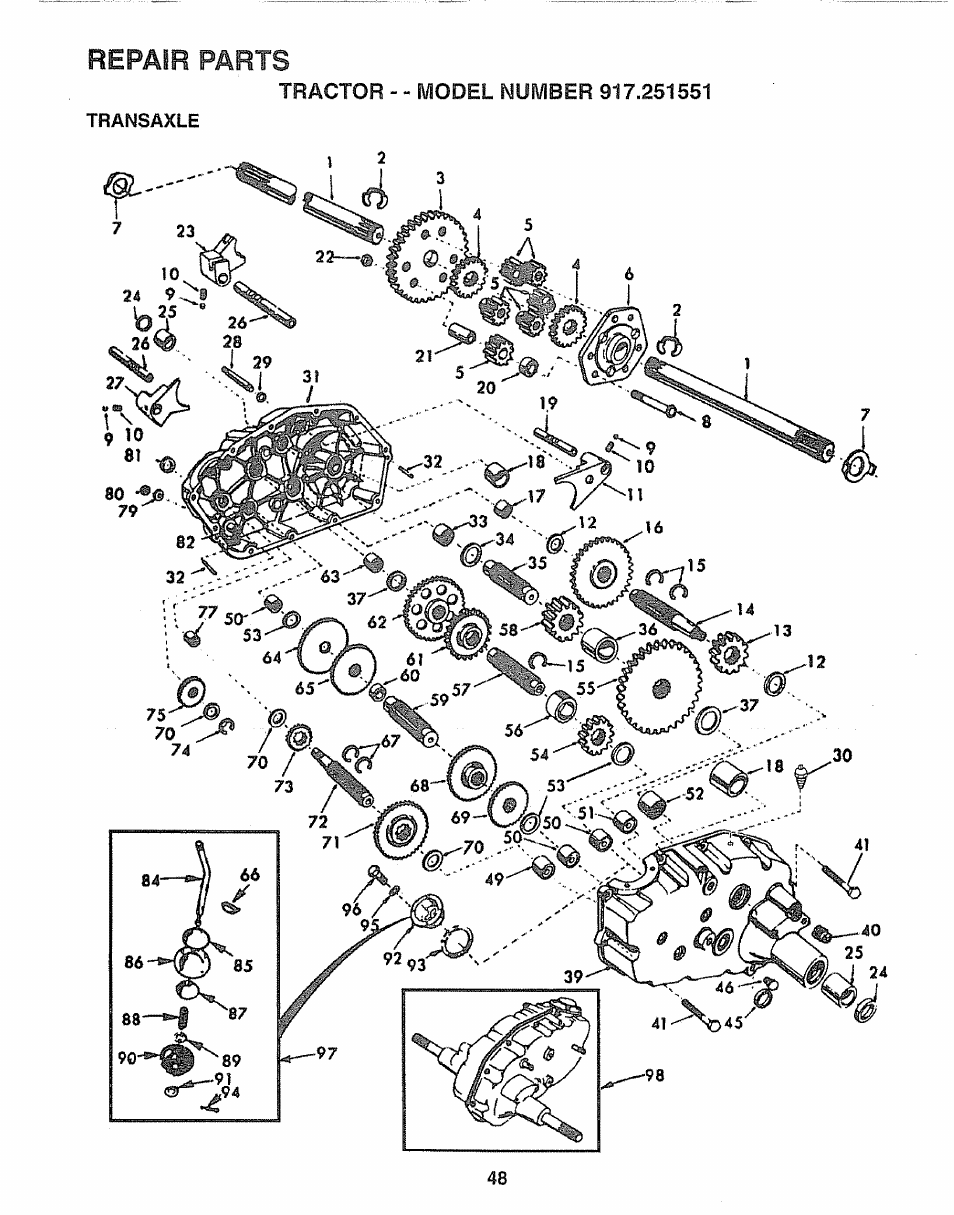 Repair parts | Sears 917.251551 User Manual | Page 48 / 60