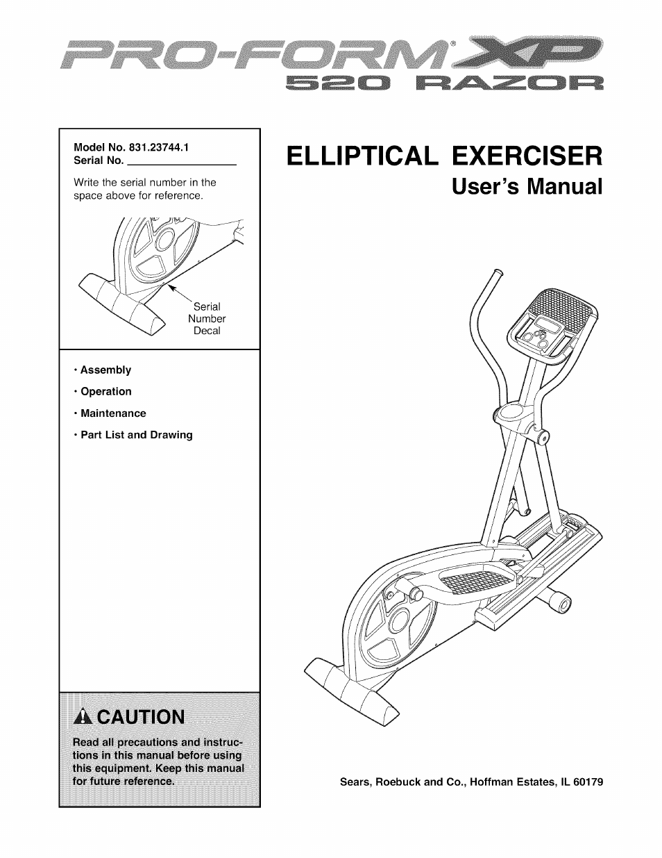 Sears PRO-FORM 831.23744.1 User Manual | 28 pages