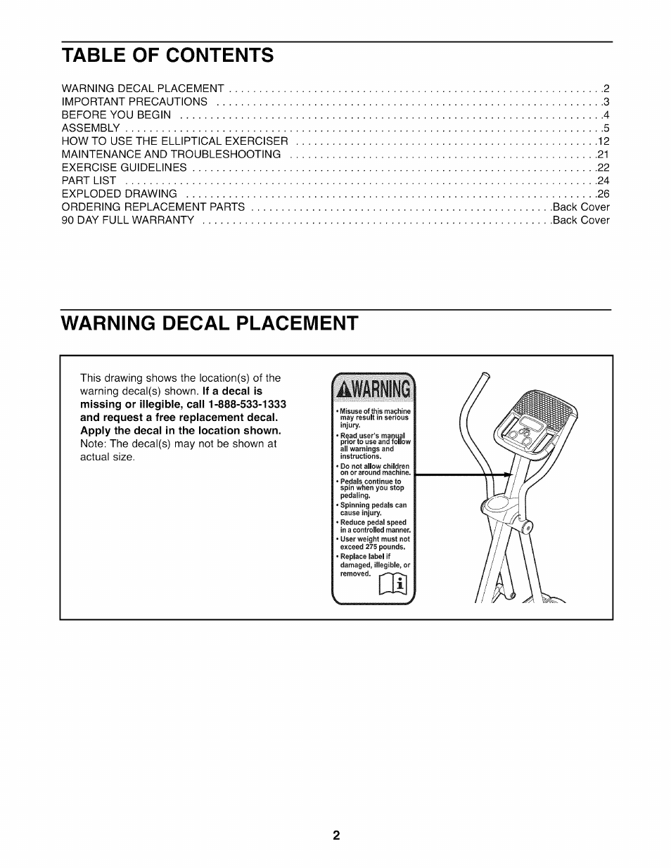 Sears PRO-FORM 831.23744.1 User Manual | Page 2 / 28
