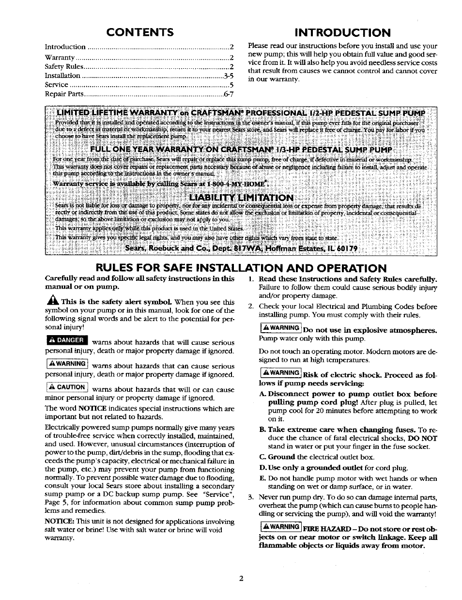 Sears 390.303491 User Manual | Page 2 / 8