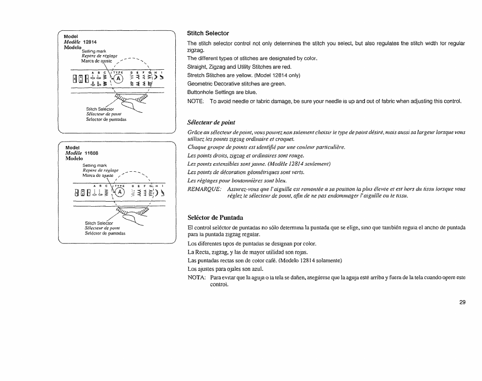 Stitch selector, Selector de puntada | Sears 385.11608 User Manual | Page 30 / 83