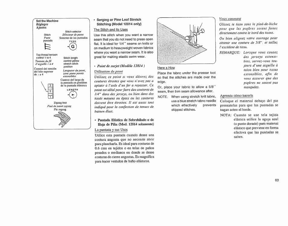 Overcast stretch stitching (model 12814 only) | Sears 385.11608 User Manual | Page 64 / 83