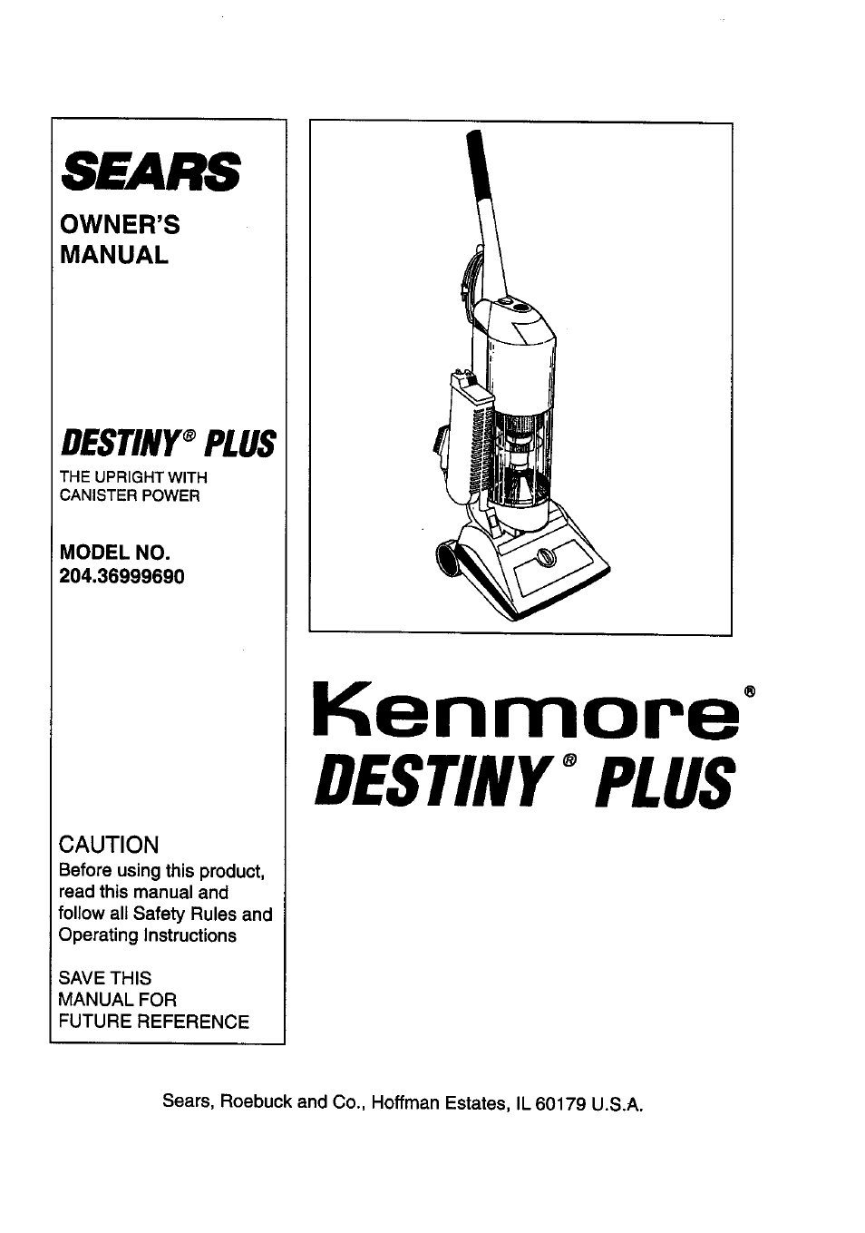 Sears DESTINY PLUS 204.3699969 User Manual | 16 pages