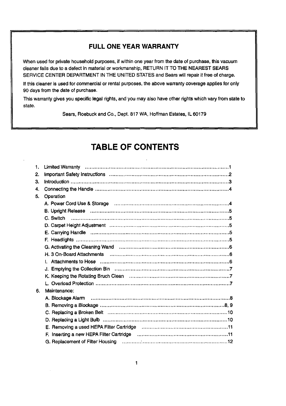 Sears DESTINY PLUS 204.3699969 User Manual | Page 3 / 16