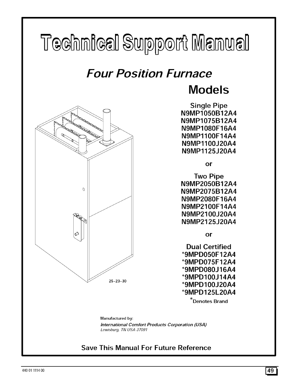 F (kédibimlll i(10[5)[5)®lltl iglm, Models, Four position furnace | Sears 9MPD User Manual | Page 49 / 62