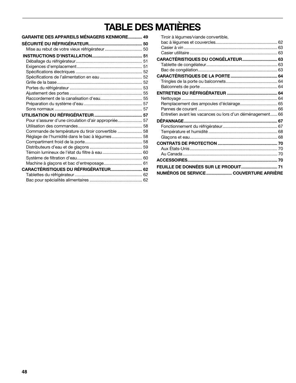 Sears T1KB2/T1RFKB2 User Manual | Page 48 / 72