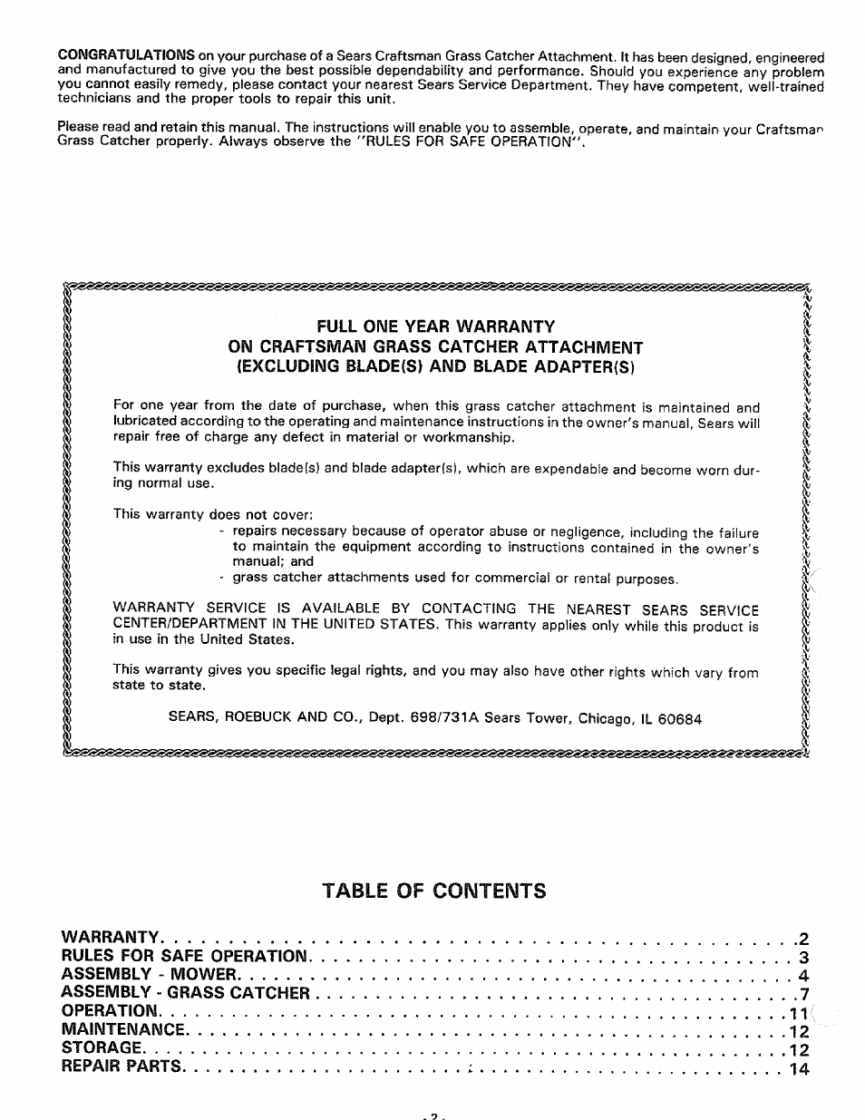 Sears 917.249391 User Manual | Page 2 / 16