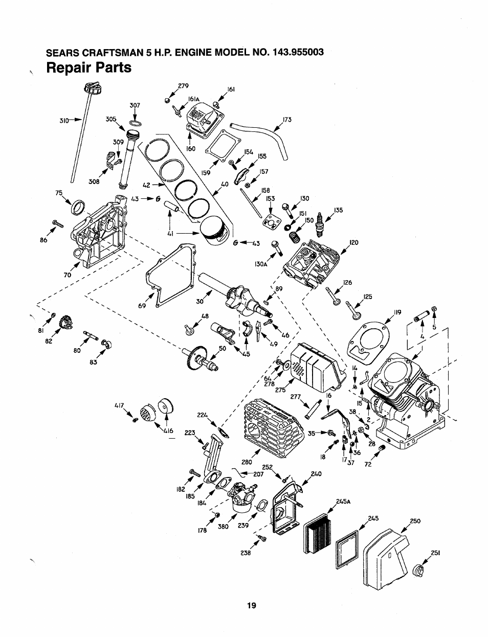 Repair parts | Sears 247.79585 User Manual | Page 19 / 24