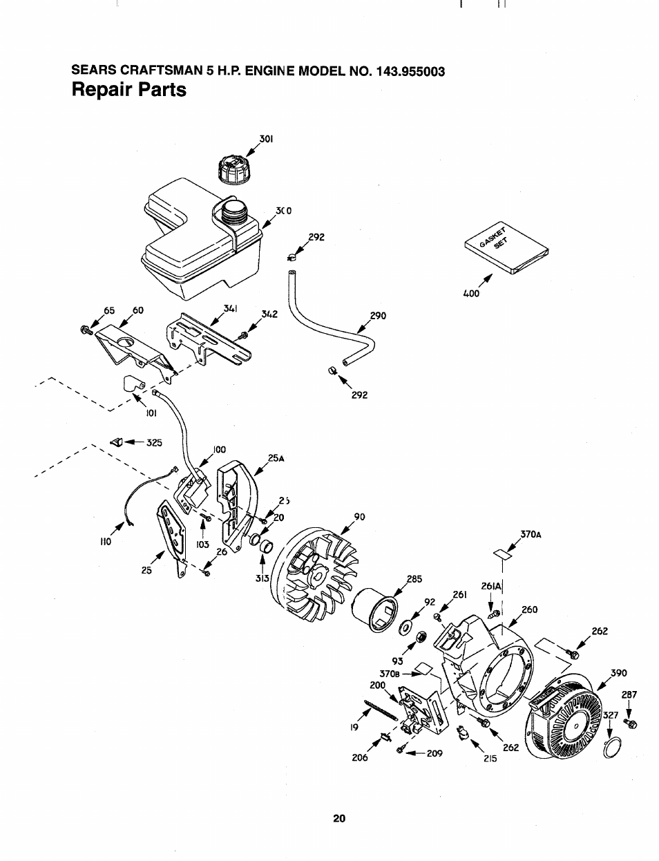 Repair parts | Sears 247.79585 User Manual | Page 20 / 24