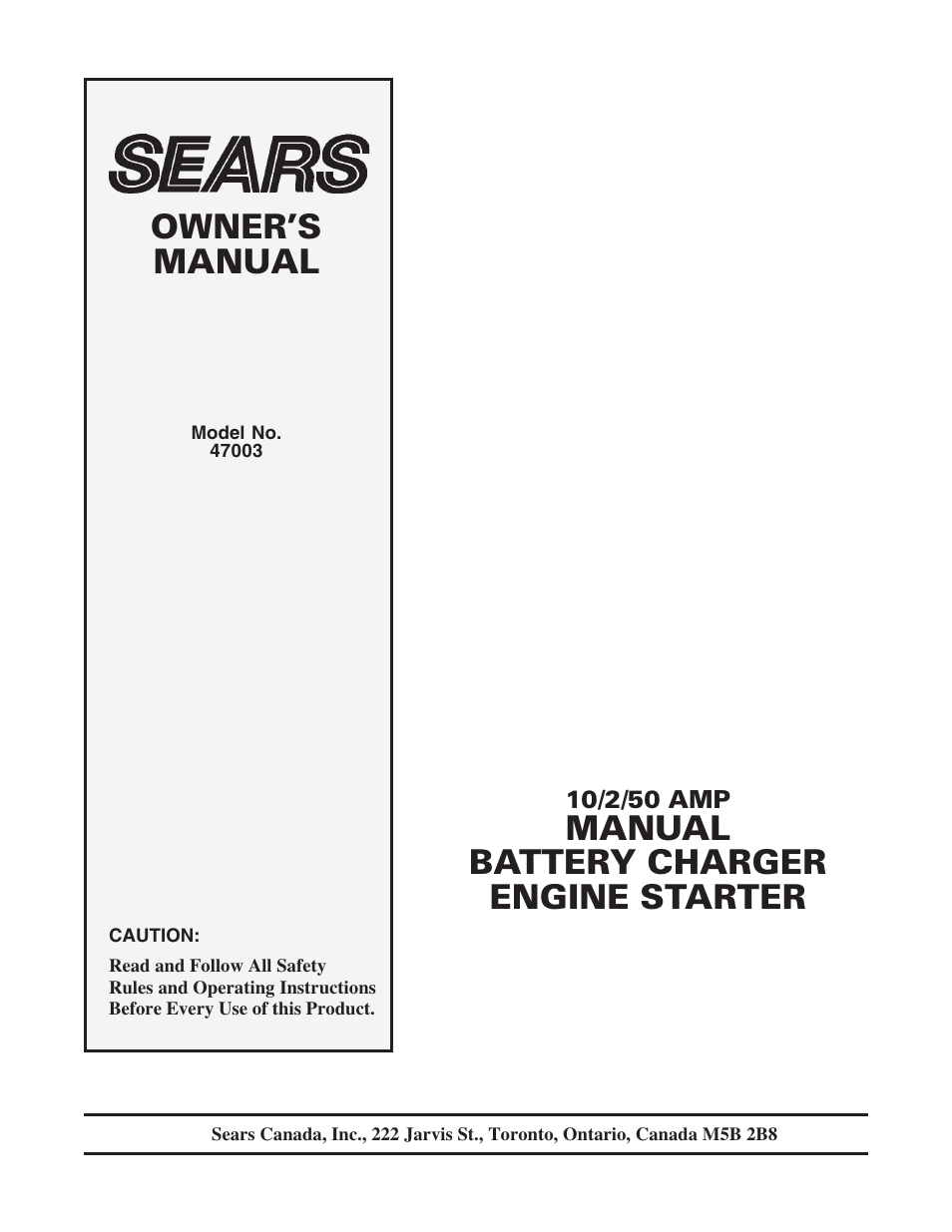 Sears 47003 User Manual | 12 pages