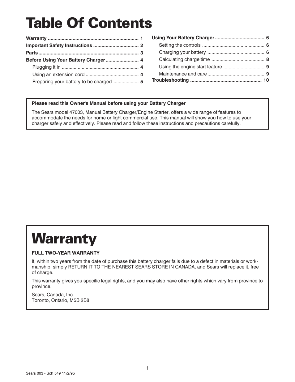 Sears 47003 User Manual | Page 2 / 12