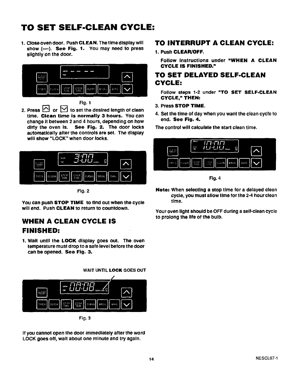 To set self-clean cycle, To interrupt a clean cycle, To set delayed self-clean cycle | When a clean cycle is finished | Sears 45520 User Manual | Page 15 / 24