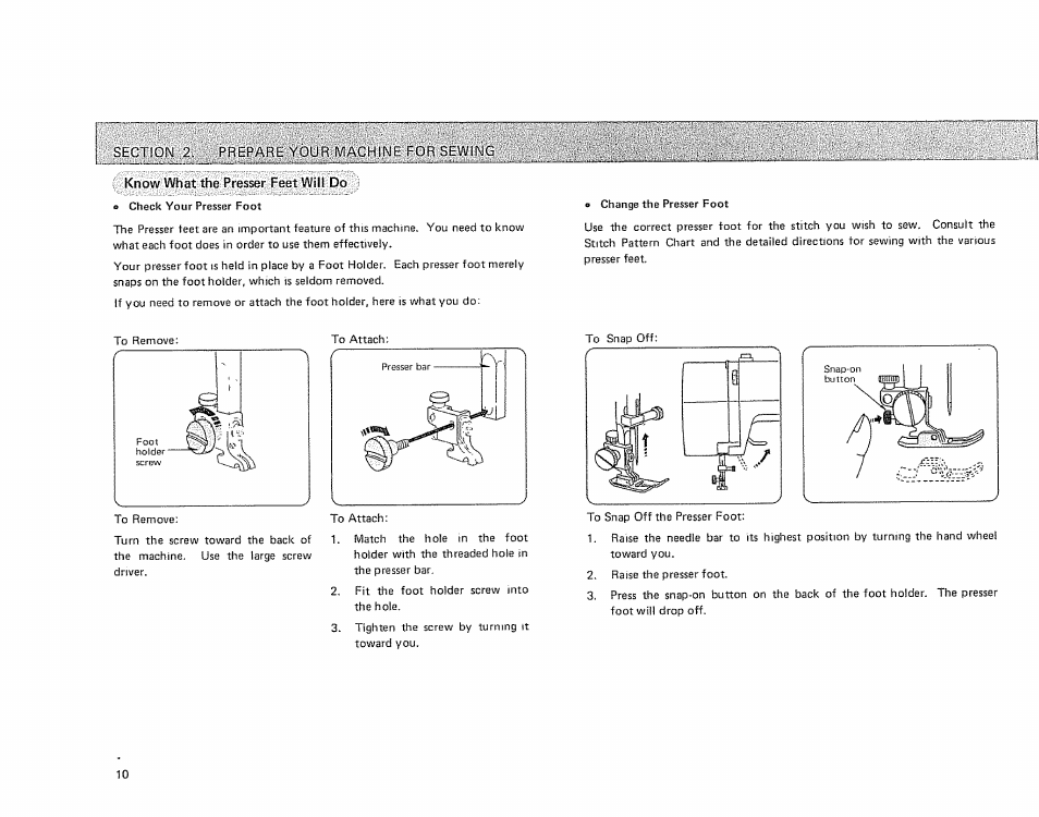 3f.ct:0i\! 2. prepare your i^/achine for stwing, Know what the presser feet will do | Sears 385.17724 User Manual | Page 13 / 68
