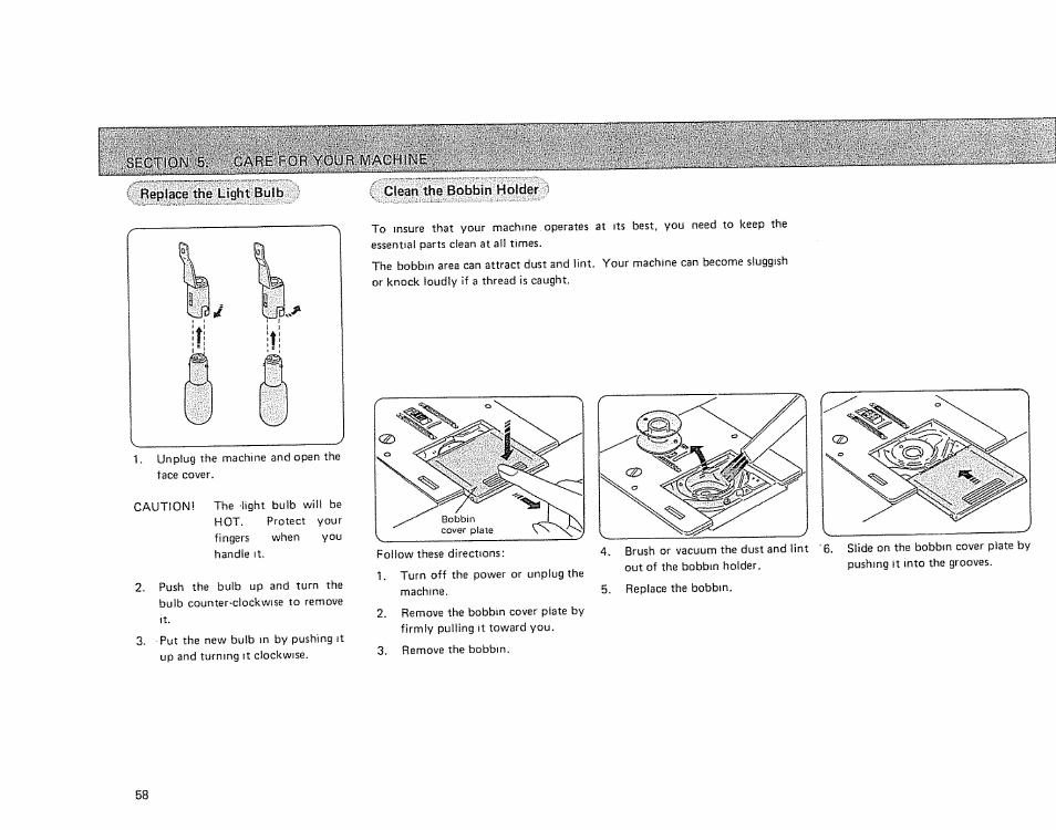 Clean the bobbin holder | Sears 385.17724 User Manual | Page 61 / 68