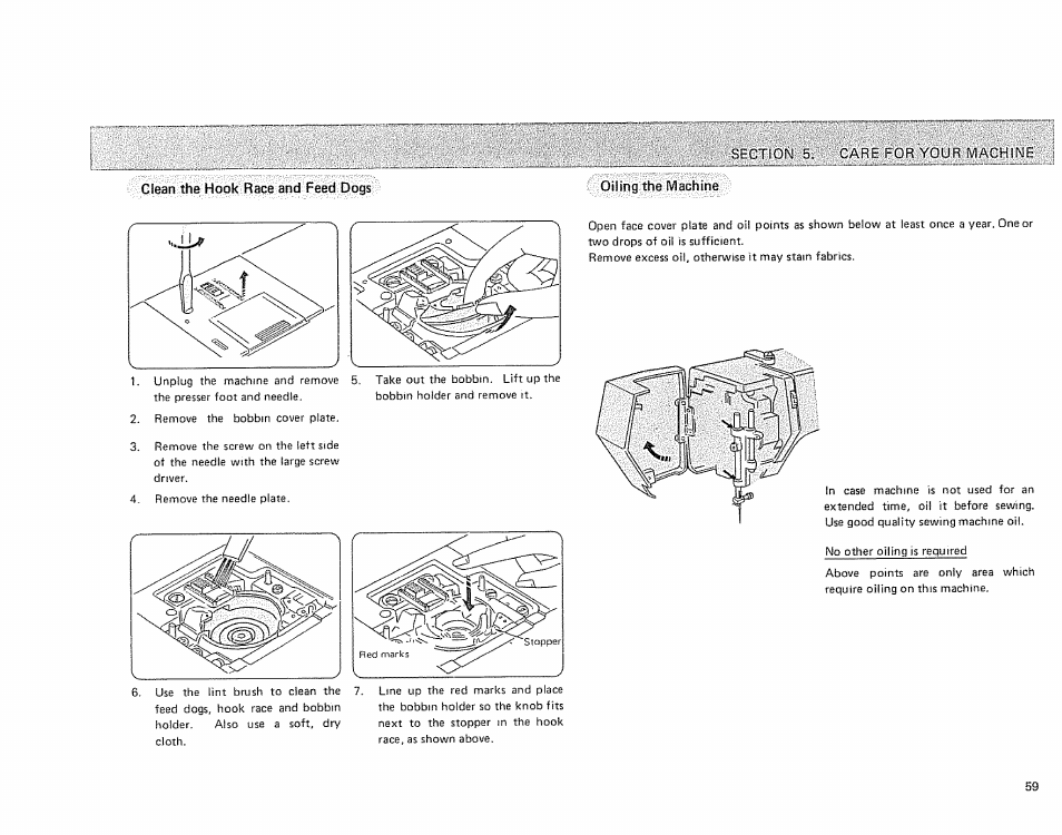 Glean the hook race and feed dogs | Sears 385.17724 User Manual | Page 62 / 68